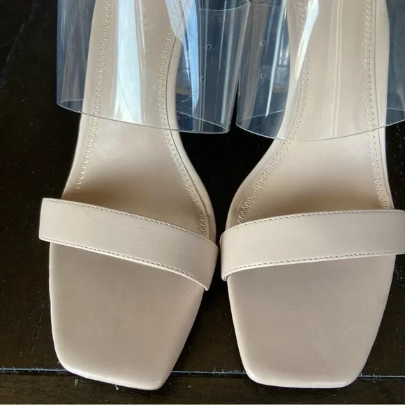 BP Naomi Clear Translucent Nude Block Heel Sandals Heels Party Size 10M - Picture 6 of 11